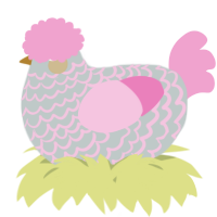 A silver and pink chicken with a lace pattern
