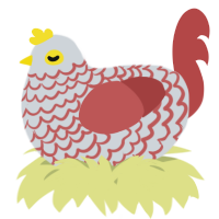 A mist and red chicken with a lace pattern