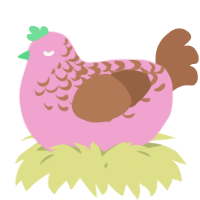 A pink and brown chicken with a half-lace pattern
