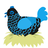 Ravey Davey, a sable and sky chicken with a lace pattern