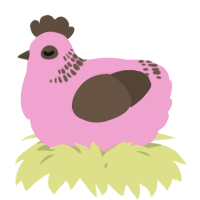 A pink and bark chicken with a neck-band pattern