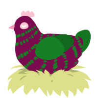 A wine and leaf chicken with a bar pattern