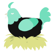 A black and mint chicken with a head pattern