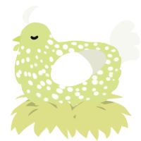 A lemon and white chicken with a speckle pattern