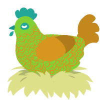 pistachio, a grass and ochre chicken with a double-lace pattern