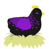 Homura Akemi, a sable and violet chicken with a half-lace pattern