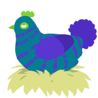 A sea and indigo chicken with a bar pattern