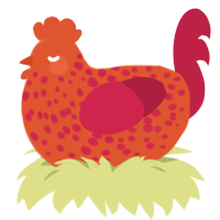 Lavagirl, a vermilion and crimson chicken with a speckle pattern