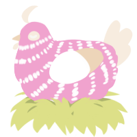 A pink and cream chicken with a bar pattern