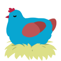 A cerulean and red chicken