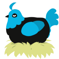 A black and cerulean chicken with a head pattern