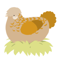A beige and ochre chicken with a half-lace pattern