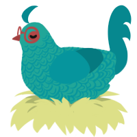 ellis, a turquoise and teal chicken with a double-lace pattern