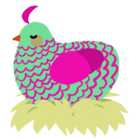 A spring and fuchsia chicken with a lace pattern