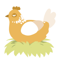 Yolk, a honey and cream chicken with a neck-speckle pattern
