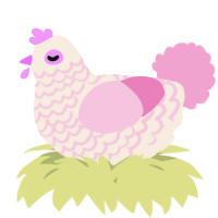 A cream and pink chicken with a lace pattern