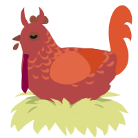 Kam, a red and vermilion chicken with a half-lace pattern
