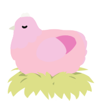 A rose and pink chicken with a head pattern