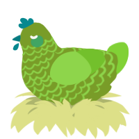 A chartreuse and grass chicken with a lace pattern