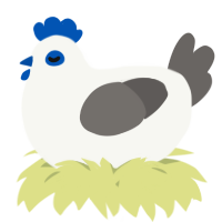 A white and grey chicken