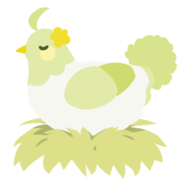 A white and lemon chicken with a head pattern