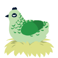 A gluppy and viridian chicken with a half-lace pattern