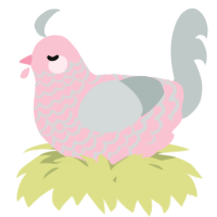 A rose and silver chicken with a lace pattern