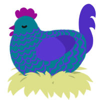 A sea and indigo chicken with a lace pattern