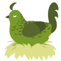 A chartreuse and olive chicken with a half-lace pattern