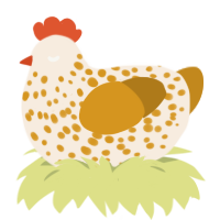 smore, a cream and ochre chicken with a speckle pattern