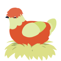 A vermilion and lemon chicken with a head pattern