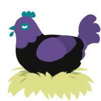 glare, a black and overcast chicken with a head pattern