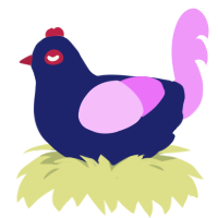 Voidigo, a navy and lavender chicken