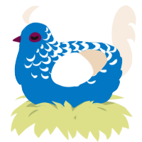 A sapphire and cream chicken with a half-lace pattern