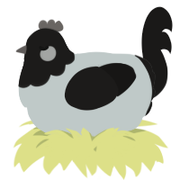 A silver and sable chicken with a head pattern