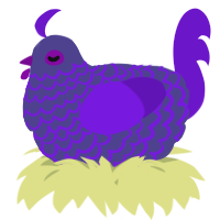 A overcast and violet chicken with a lace pattern
