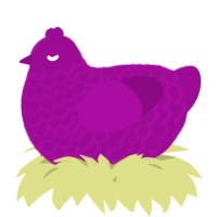 A plum chicken with a lace pattern