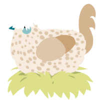 A cream and beige chicken with a speckle pattern
