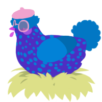 A indigo and sapphire chicken with a speckle pattern