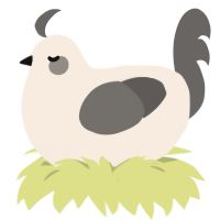 penguin chick, a cream and grey chicken