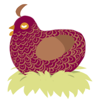 A maroon and brown chicken with a double-lace pattern