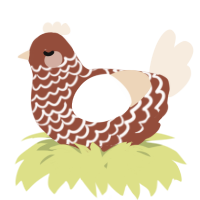 A russet and cream chicken with a lace pattern