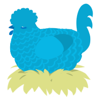A cerulean chicken with a lace pattern