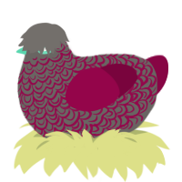 Blood Trail, a grey and maroon chicken with a double-lace pattern