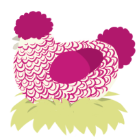 raspberry swirl, a white and fuchsia chicken with a double-lace pattern