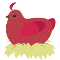 A red and crimson chicken with a lace pattern