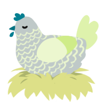 A silver and apple chicken with a lace pattern