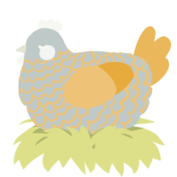 A silver and honey chicken with a lace pattern