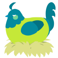 A lime and sea chicken with a head pattern