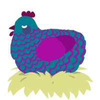 A sea and plum chicken with a lace pattern
